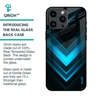 Vertical Blue Arrow Glass Case For iPhone 14 Pro Max