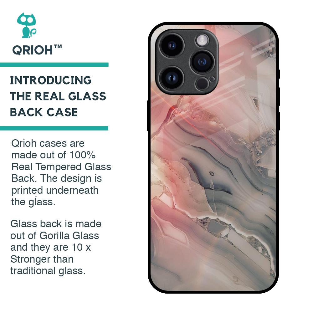 Pink And Grey Marble Glass Case For iPhone 14 Pro Max