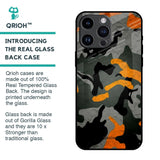 Camouflage Orange Glass Case For iPhone 14 Pro Max