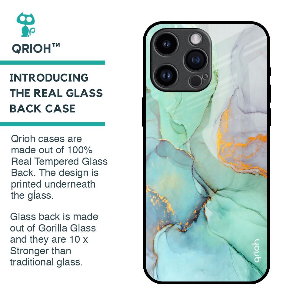 Green Marble Glass Case for iPhone 14 Pro Max