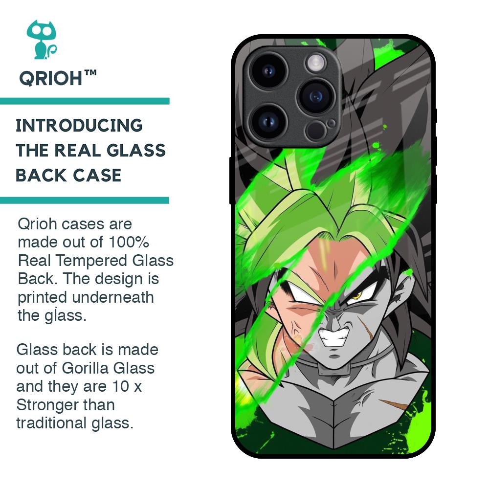 Anime Green Splash Glass Case for iPhone 14 Pro Max