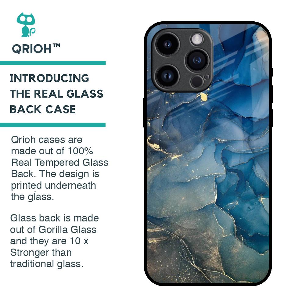 Blue Cool Marble Glass Case for iPhone 14 Pro Max