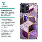 Purple Rhombus Marble Glass Case for iPhone 14 Pro Max