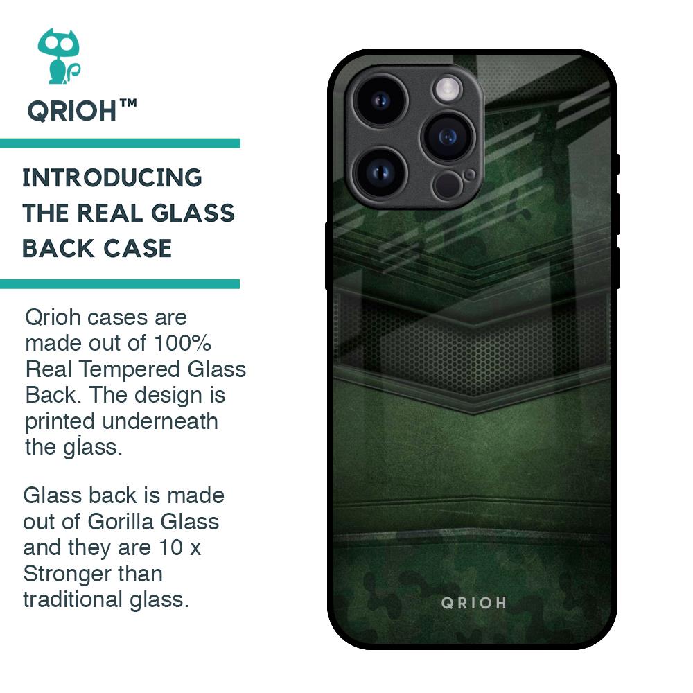 Green Leather Glass Case for iPhone 14 Pro Max