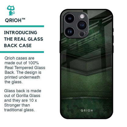 Green Leather Glass Case for iPhone 14 Pro Max