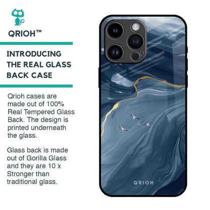 Deep Ocean Marble Glass Case for iPhone 14 Pro Max
