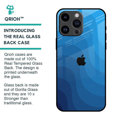 Blue Wave Abstract Glass Case for iPhone 14 Pro Max