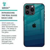 Green Triangle Pattern Glass Case for iPhone 14 Pro Max