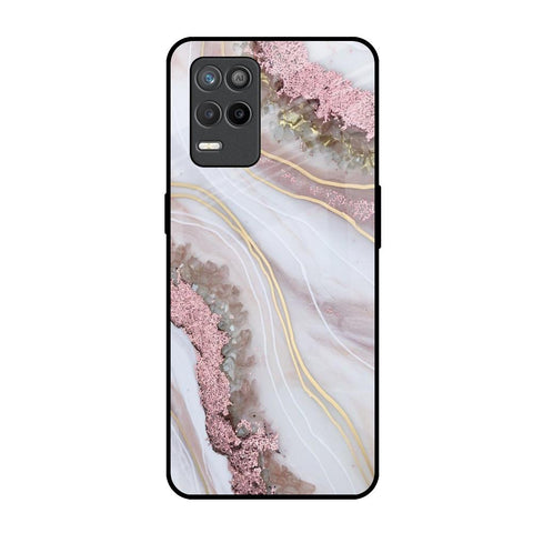 Pink & Gold Gllitter Marble Realme 9 5G Glass Back Cover Online