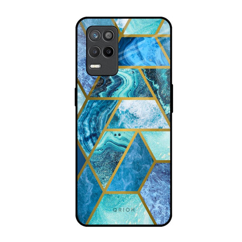 Turquoise Geometrical Marble Realme 9 5G Glass Back Cover Online
