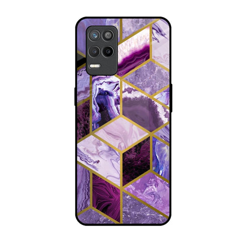 Purple Rhombus Marble Realme 9 5G Glass Back Cover Online
