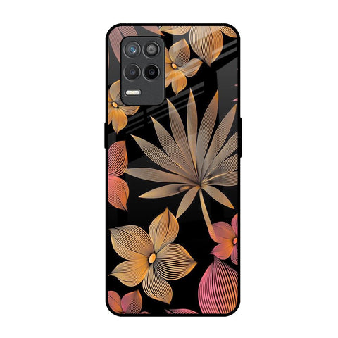 Lines Pattern Flowers Realme 9 5G Glass Back Cover Online
