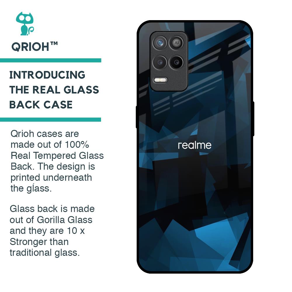 Polygonal Blue Box Glass Case For Realme 9 5G