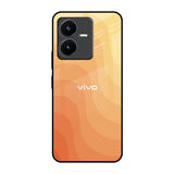 Orange Curve Pattern Vivo Y22 Glass Back Cover Online