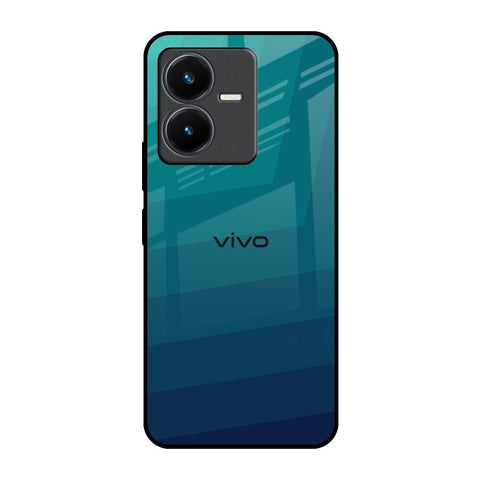Green Triangle Pattern Vivo Y22 Glass Back Cover Online