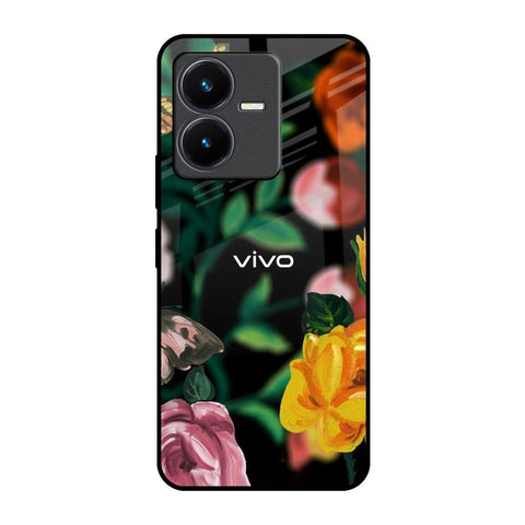 Flowers & Butterfly Vivo Y22 Glass Back Cover Online