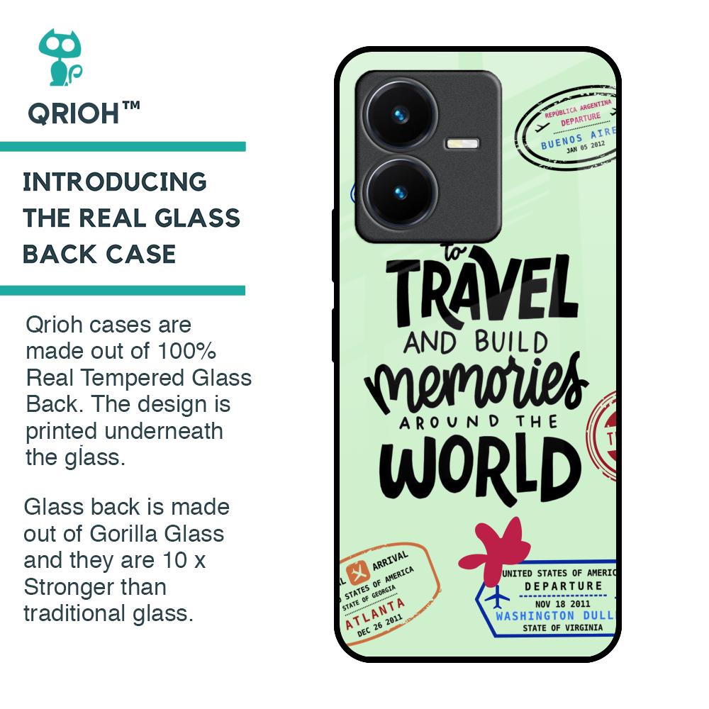 Travel Stamps Glass Case for Vivo Y22