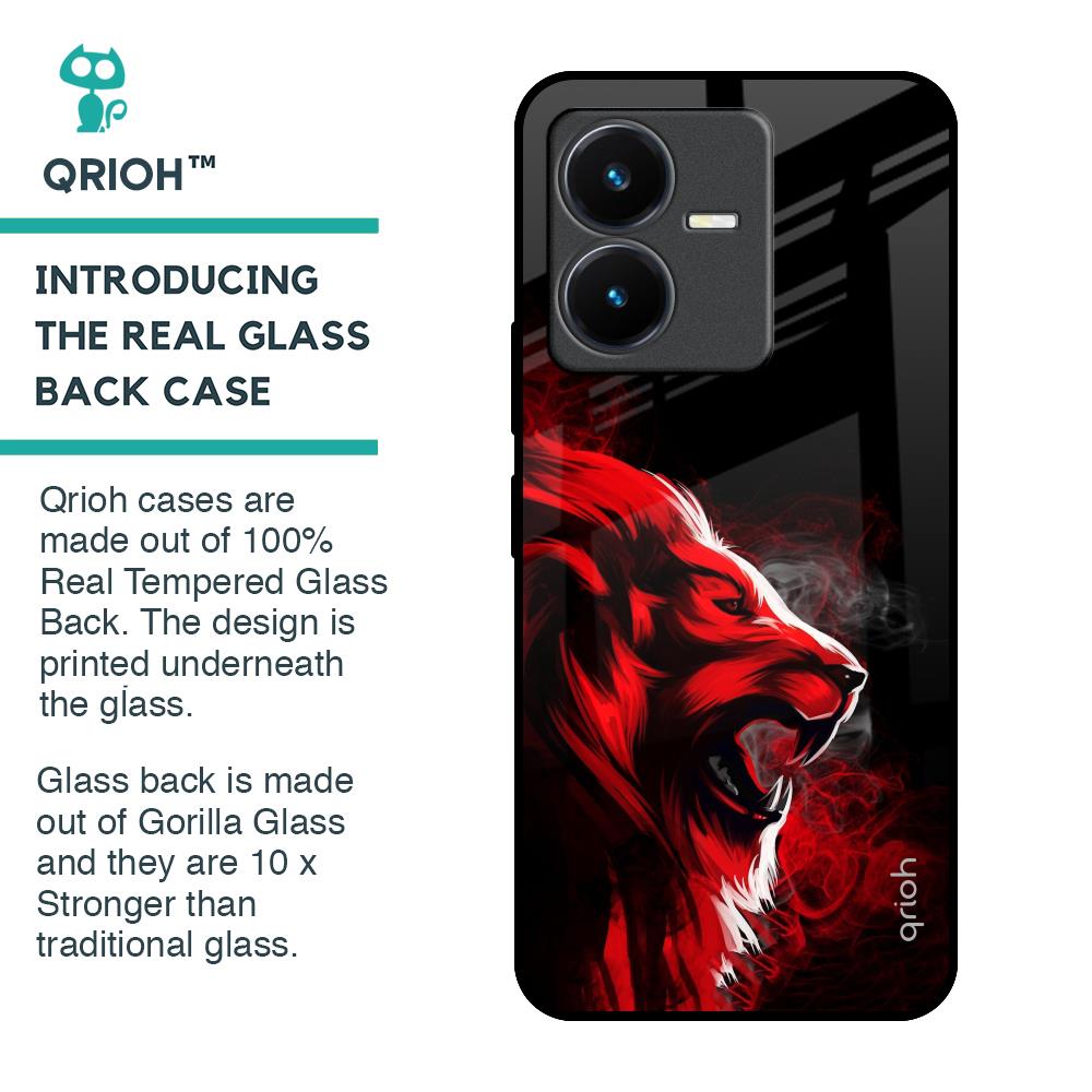 Red Angry Lion Glass Case for Vivo Y22