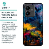 Multicolor Oil Painting Glass Case for Vivo Y22