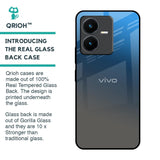 Blue Grey Ombre Glass Case for Vivo Y22