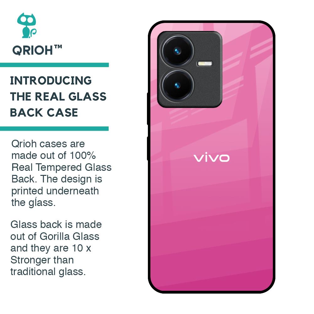 Pink Ribbon Caddy Glass Case for Vivo Y22