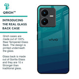 Green Triangle Pattern Glass Case for Vivo Y22