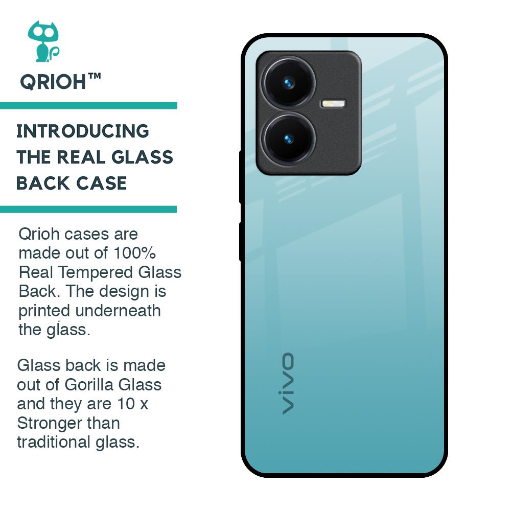 Arctic Blue Glass Case For Vivo Y22