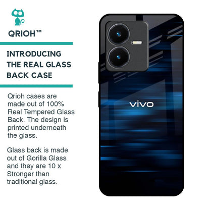 Blue Rough Abstract Glass Case for Vivo Y22