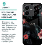 Tropical Art Flower Glass Case for Vivo Y22