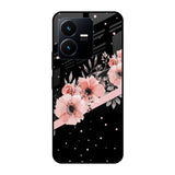 Floral Black Band Vivo Y22 Glass Cases & Covers Online