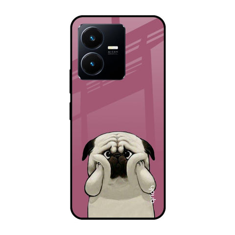 Funny Pug Face Vivo Y22 Glass Cases & Covers Online