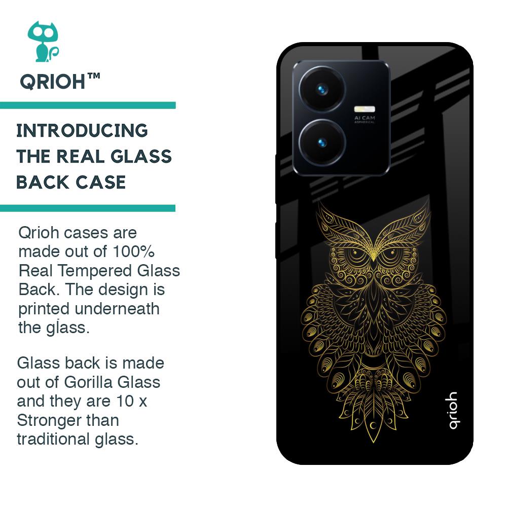 Golden Owl Glass Case for Vivo Y22