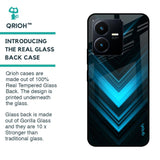 Vertical Blue Arrow Glass Case For Vivo Y22
