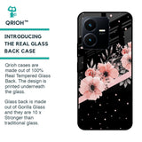 Floral Black Band Glass Case For Vivo Y22