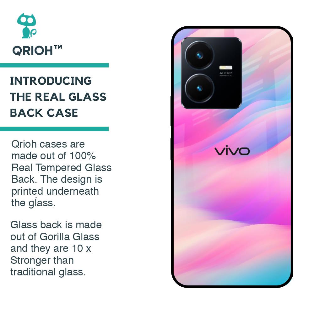 Colorful Waves Glass case for Vivo Y22