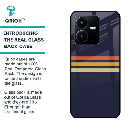 Tricolor Stripes Glass Case For Vivo Y22