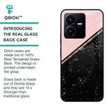 Marble Texture Pink Glass Case For Vivo Y22