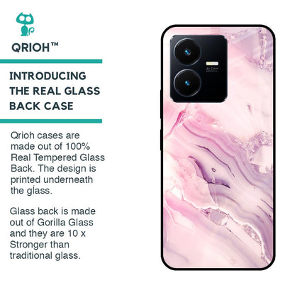 Diamond Pink Gradient Glass Case For Vivo Y22