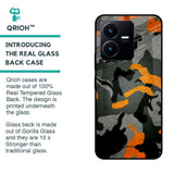 Camouflage Orange Glass Case For Vivo Y22