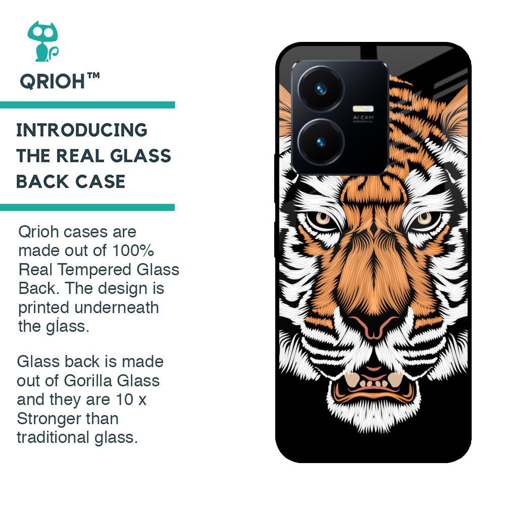 Angry Tiger Glass Case For Vivo Y22