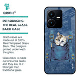 Kitty In Pocket Glass Case For Vivo Y22