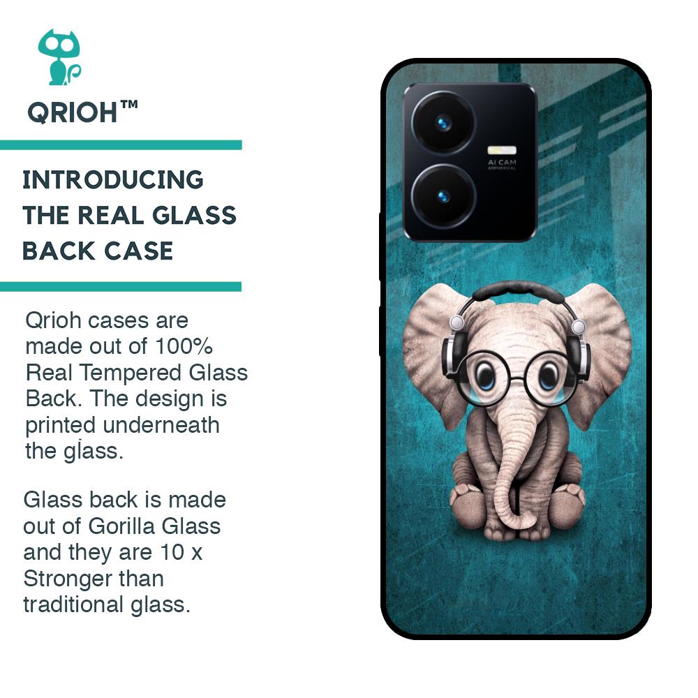 Adorable Baby Elephant Glass Case For Vivo Y22