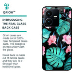 Tropical Leaves & Pink Flowers Glass case for Vivo Y22