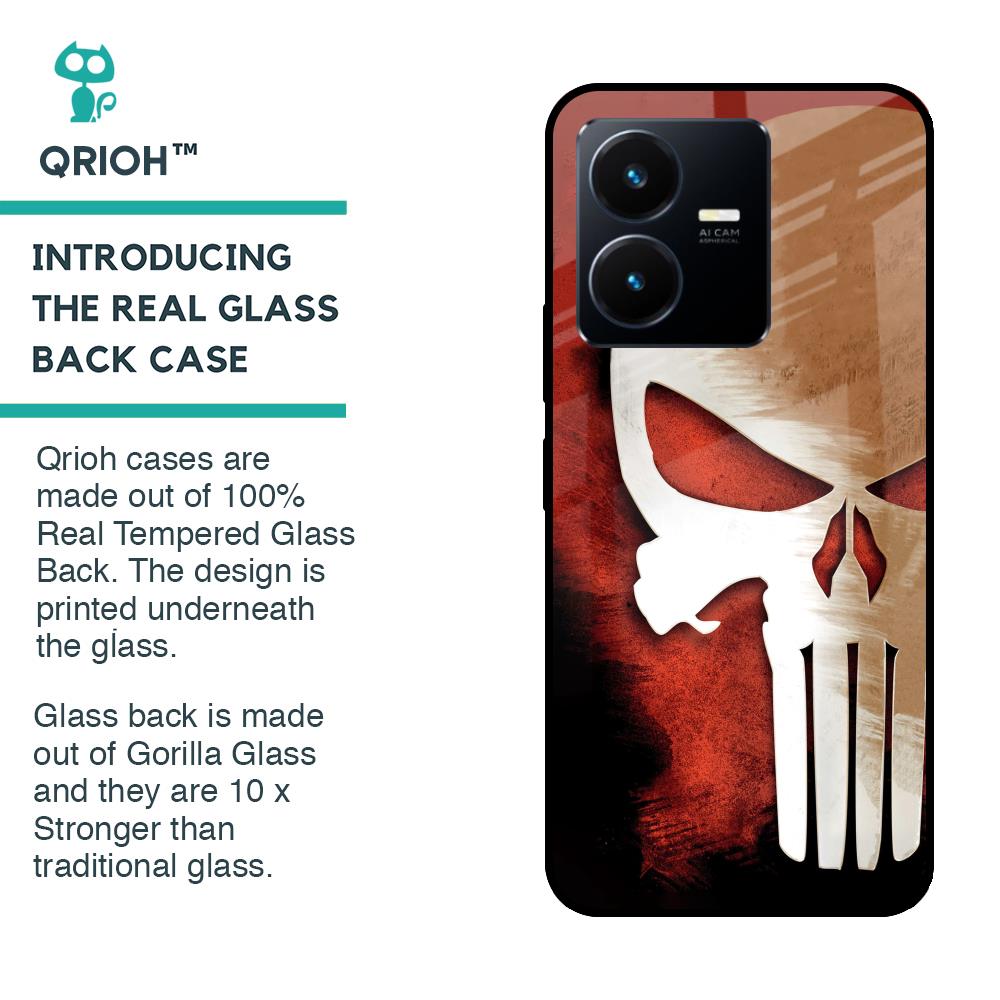 Red Skull Glass Case for Vivo Y22