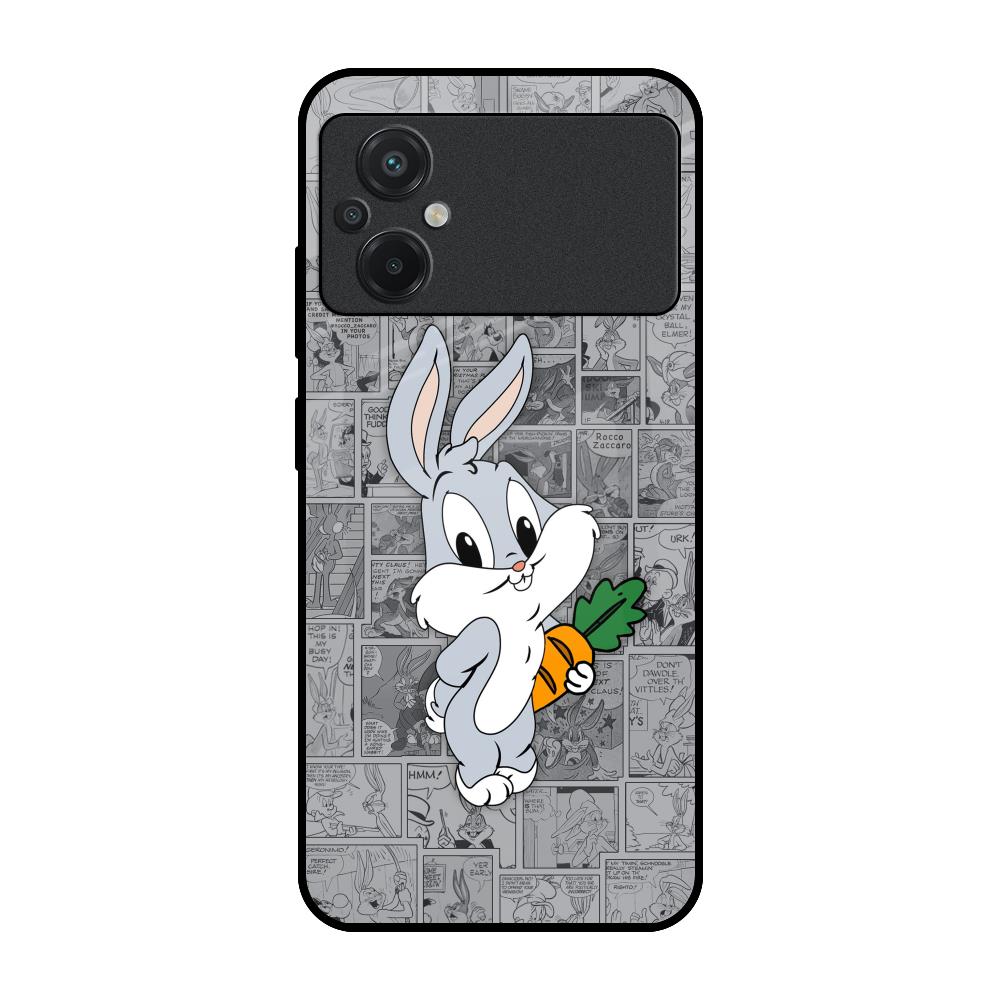 Cute Baby Bunny Poco M5 Glass Back Cover Online