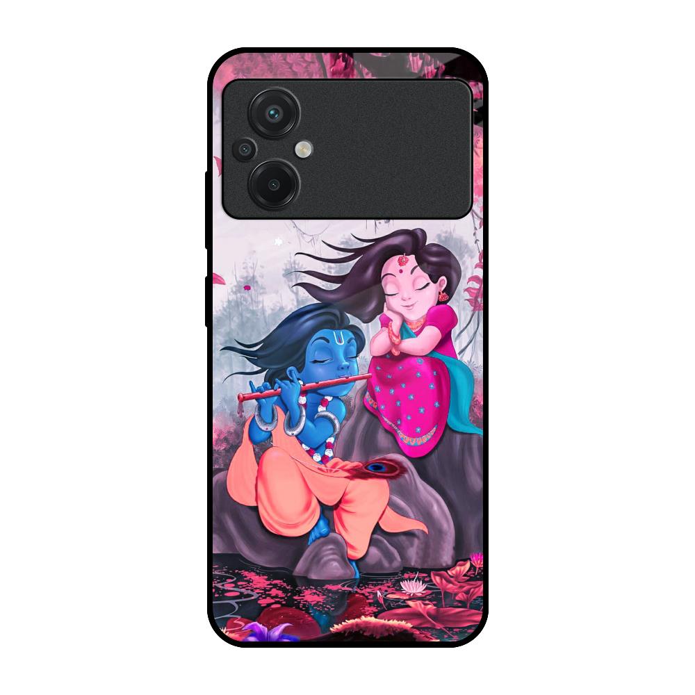 Radha Krishna Art Poco M5 Glass Back Cover Online