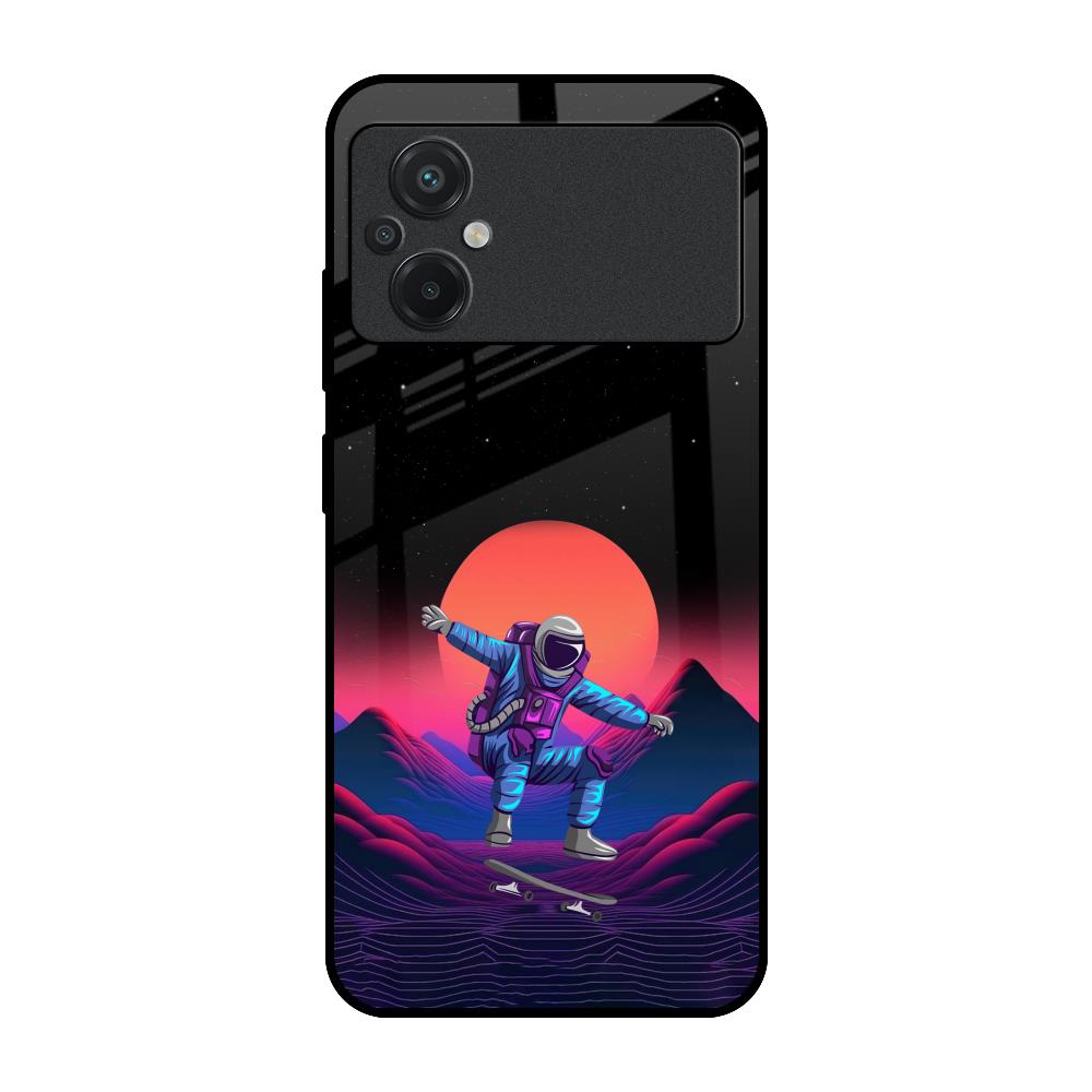 Retro Astronaut Poco M5 Glass Back Cover Online