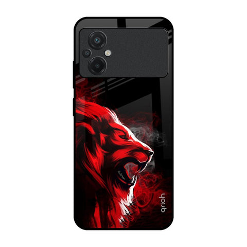 Red Angry Lion Poco M5 Glass Back Cover Online