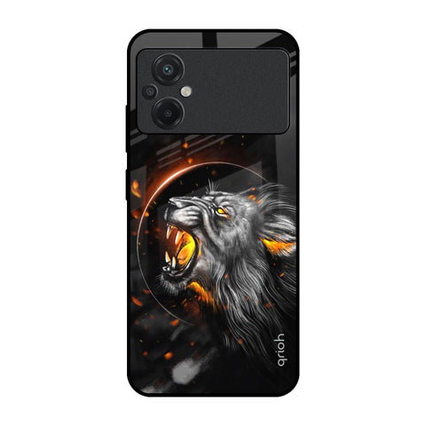 Aggressive Lion Poco M5 Glass Back Cover Online