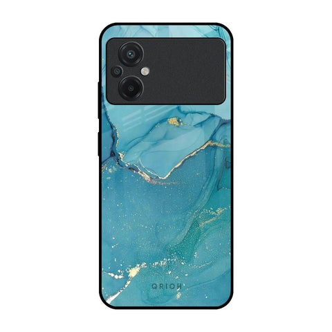 Blue Golden Glitter Poco M5 Glass Back Cover Online